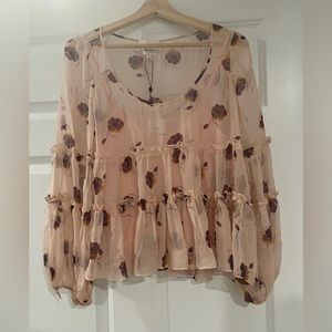 Cinq a Sept silk blouse. NWT. Pink. Comes with an underneath top